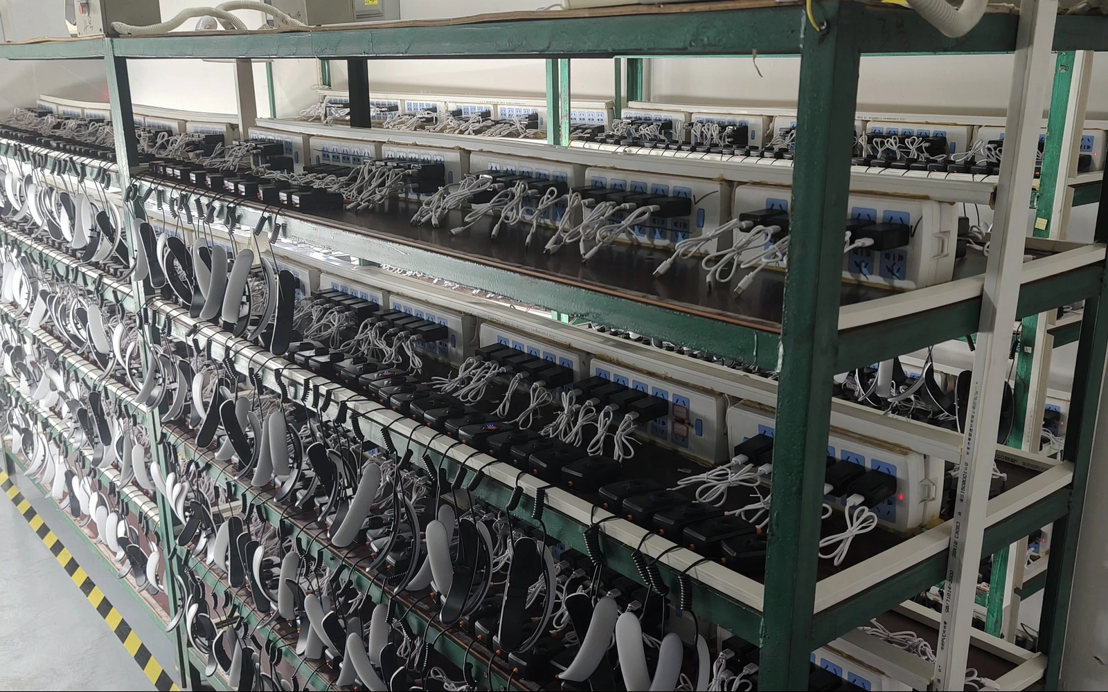Outdoor lighting products undergoing aging and burn-in testing