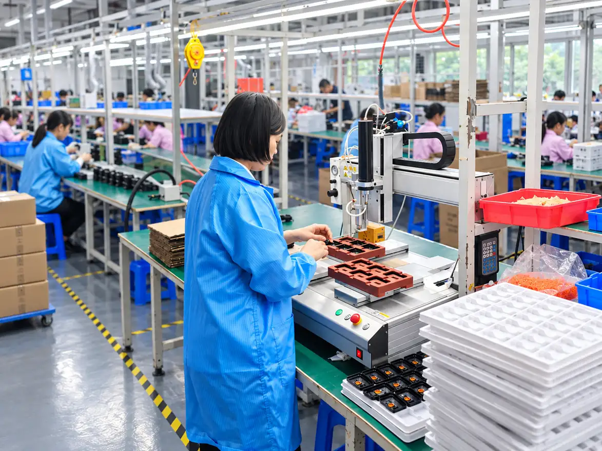 Portable lighting production and functional testing at Porteele
